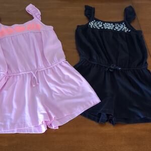 Girls Gap Kids cotton romper set pink/Navy blue with flowers Size Medium EUC